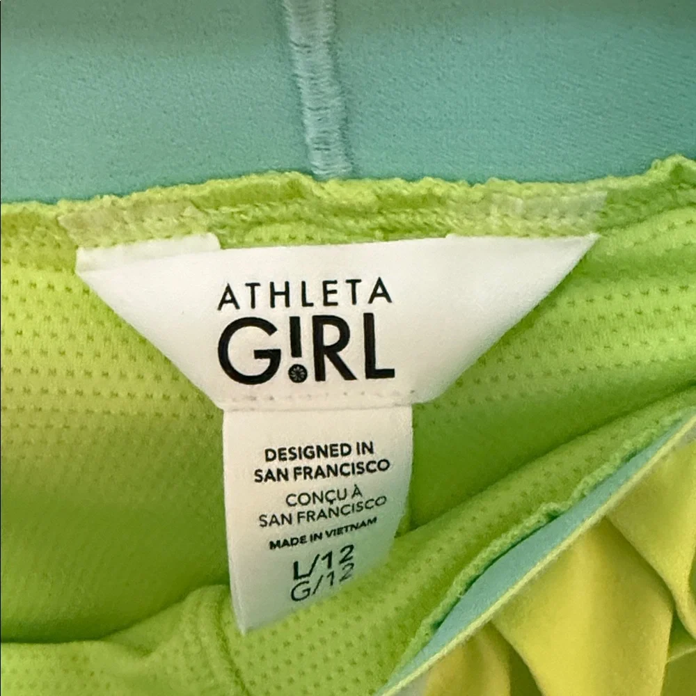 Athleta Perfect Pleat Skort Neon Green & Turquoise- Size Large/12- NWOT - Picture 5 of 6